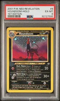 2001 POKEMON NEO REVELATION 1ST ED #8 HOUNDOOM-HOLO PSA 6 - Image 1