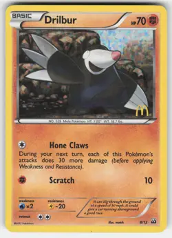 Drilbur 8/12 McDonald's Collection 2012 Pokemon Holo LP - Image 1