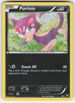 Purrloin 9/12 McDonald's Collection 2012 Pokemon Holo LP - Image 1