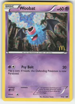 Woobat 7/12 McDonald's Collection 2012 Pokemon MP dmg - Image 1