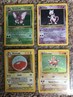 Set of 4 holo Pokemon Cards - Mewtwo, Venomoth, Hitmonchan, Electrode - Image 1