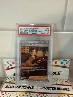 2023 POKEMON MEW EN 204/165 GIOVANNI'S CHARISMA SPECIAL ILLUSTRATION RARE PSA 9 - Image 1