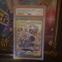 Pokemon Cosmic Eclipse Blastoise & Piplup GX 38/236 Ultra Rare Holo PSA 10 - Image 1