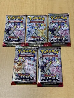 (5 Packs) Pokemon TCG Prismatic Evolutions Booster Packs New Sealed -lot Of 5 - Image 1