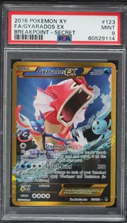 2016 POKEMON XY BREAKPOINT SECRET #123 FULL ART/GYARADOS EX PSA 9 GEM MINT - Image 1