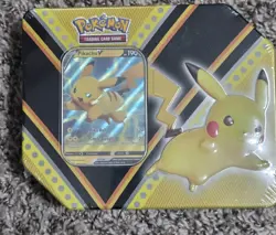 2020 Pokemon TCG: V Powers Pikachu V Tin Factory Sealed 5 Packs - Image 1