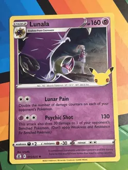 Lunala 015/025 Holo Rare Celebrations Pokemon TCG NM x1 - Image 1