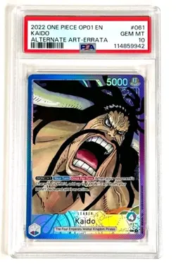 2022 One Piece Romance Dawn - ENGLISH - Kaido Alt Art OP01-061 - Errata PSA 10 - Image 1