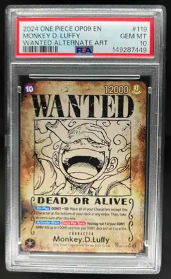 2024 One Piece Best Monkey.D.Luffy Secret Rare Wanted Alt ARt #OP05-119 PSA 10 - Image 1