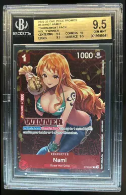 2022-23 One Piece Promos Nami Tournament Pack Vol 3 Winner #ST01-007 BGS 9.5 - Image 1