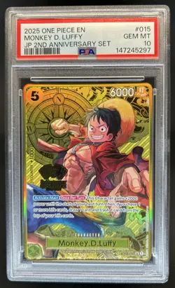 2025 One Piece Japan 2nd Anniversary Set Monkey D Luffy #015 PSA 10 GEM MINT - Image 1