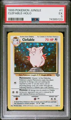 1999 Pokemon Jungle Clefable Holo Card #1 PSA 5 FRESH SLAB - Image 1