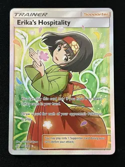 Pokemon Erika's Hospitality Full Art Trainer English Holo Rare Card 174/181 - Image 1