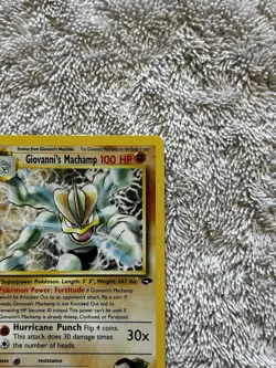 Pokemon TCG Giovanni's Machamp Holo Unlimited Rare Card Gym Challenge - Image 5