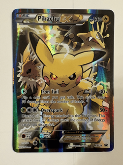 Pikachu EX XY124 XY Holo Pokemon Card Ungraded Great but Imperfect condition - Image 1