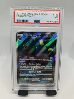 2017 Pokemon Umbreon GX Full Art FA 142/149 Sun Moon Base Set Holo 142 PSA 7 - Image 1