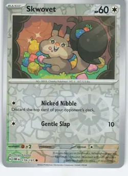 Skwovet 178/197 Common Reverse Holo SV03: Obsidian Flames NM Pokemon - Image 1