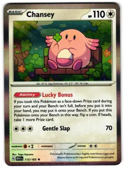 Chansey Holo 113/165 Rare Scarlet & Violet 151 Pokemon Near Mint - Image 1
