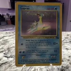 Pokemon TCG Lapras Fossil 10/62 Holo Rare Unlimited Basic 80 HP English 1999 - Image 1