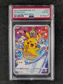 2021 Pokemon PIKACHU 016/S-P KFC Chaki Kids Meal Promo | Indonesian PSA 6 - Image 1