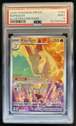 2025 Pokemon Destined Rivals Rapidash #189/182 PSA 9 - Image 1