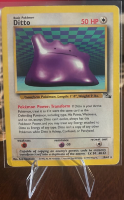 Ditto 18/62 Fossil Regular LP Condition Vintage Pokemon TCG Free Shipping - Image 1