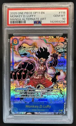 2025 One Piece Monkey.D.Luffy Secret Rare Alt Manga Art #OP11-118 PSA 10 - Image 1