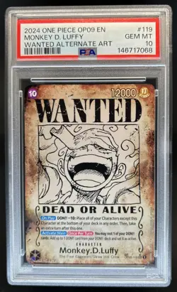 2024 One Piece Emperors Monkey.D.Luffy Special Alt Art Wanted #OP05-119 PSA 10 - Image 1