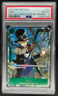 2025 One Piece 3rd Ann Tournament Sabo Promos #OP09-027 PSA 10 - Image 1