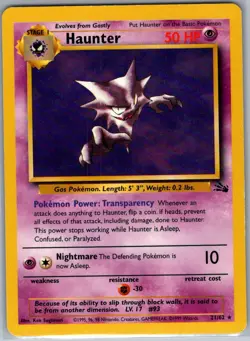 Haunter 21/62 Non Holo Fossil - Pokemon Card - NM - Image 1