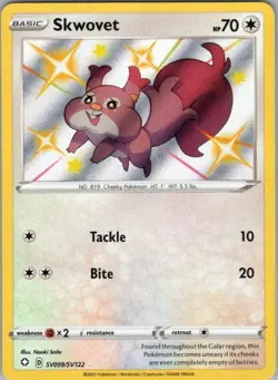 Pokemon Card Skwovet SV099/SV122 Shining Fates - Near Mint - Image 1