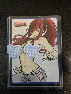 Magic MTG Altered Mountain / Land Card | Original Hand Drawn & Color Anime Girl - Image 1