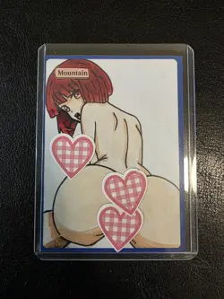 Magic MTG Altered Mountain / Land Card | Original Hand Drawn & Color Anime Girl - Image 1