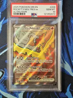 2025 POKEMON DRI EN-DESTINED RIVALS 208 TEAM ROCKET'S MOLTRES PSA 10 - Image 1