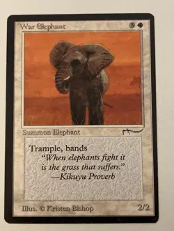 Magic the Gathering MTG Arabian Nights War Elephant Dark LP (Beta Bob) - Image 1