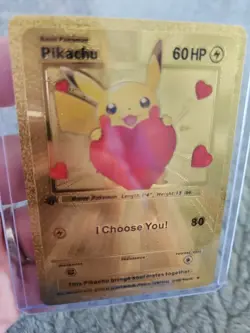 I Choose You! Pikachu Gold Foil Fan Art Vinyl Textured Collector Pokemon Card - Image 4