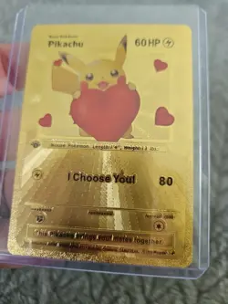 I Choose You! Pikachu Gold Foil Fan Art Vinyl Textured Collector Pokemon Card - Image 5
