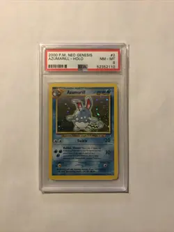 2000 Pokemon Neo Genesis Unlimited Azumarill HOLO #2 PSA 8 Fresh Grade Low POP - Image 1