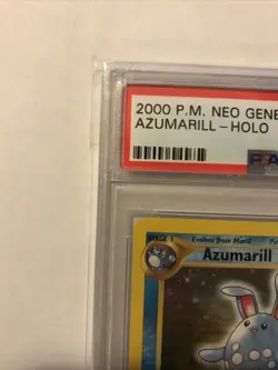 2000 Pokemon Neo Genesis Unlimited Azumarill HOLO #2 PSA 8 Fresh Grade Low POP - Image 2