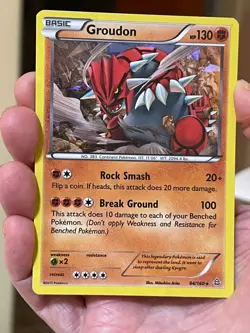 POKEMON GROUDON 84/160 RARE CRACKED ICE HOLOFOIL PRIMAL CLASH LP CARD - Image 1