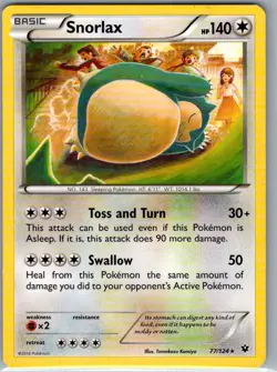 Snorlax 77/124 Non Holo XY - Fates Collide - Pokemon Card - NM - Image 1