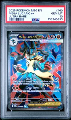 2025 POKEMON MEG EN-MEGA EVOLUTION ULTRA RARE #160 MEGA LUCARIO EX PSA 10 - Image 1