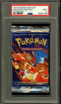 Pokemon 1999 Vintage WOTC Base Set Charizard Sealed Booster Pack PSA 9 - Image 1