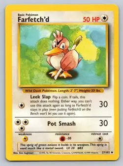 Farfetch'd 27/102 Uncommon Base Set Unlimited Pokemon Lightly Played - Image 1