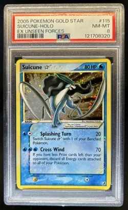 2005 Pokemon EX Unseen Forces Suicune Holo #115/115 PSA 8 - Image 1