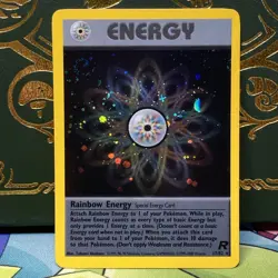 Pokemon TCG Rainbow Energy 17/82 Team Rocket Holo SWIRL NM - Image 1