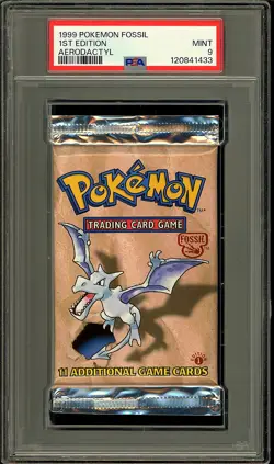 Pokemon 1999 WOTC 1st Edition Fossil Aerodactyl Sealed Booster Pack PSA 9 - Image 1