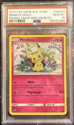 2019 Pokemon Mimikyu PSA 10 - Holo Black Star Promo #SM163 Pop 882 🔥 - Image 1