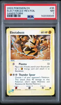 2003 Pokemon EX Sandstorm Electabuzz #35 Reverse Foil Pokemon NM PSA 7 Vintage - Image 1