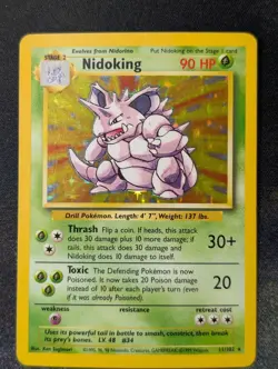 Pokemon Nidoking 11/102 holo Base Set - LP/MP - Image 1
